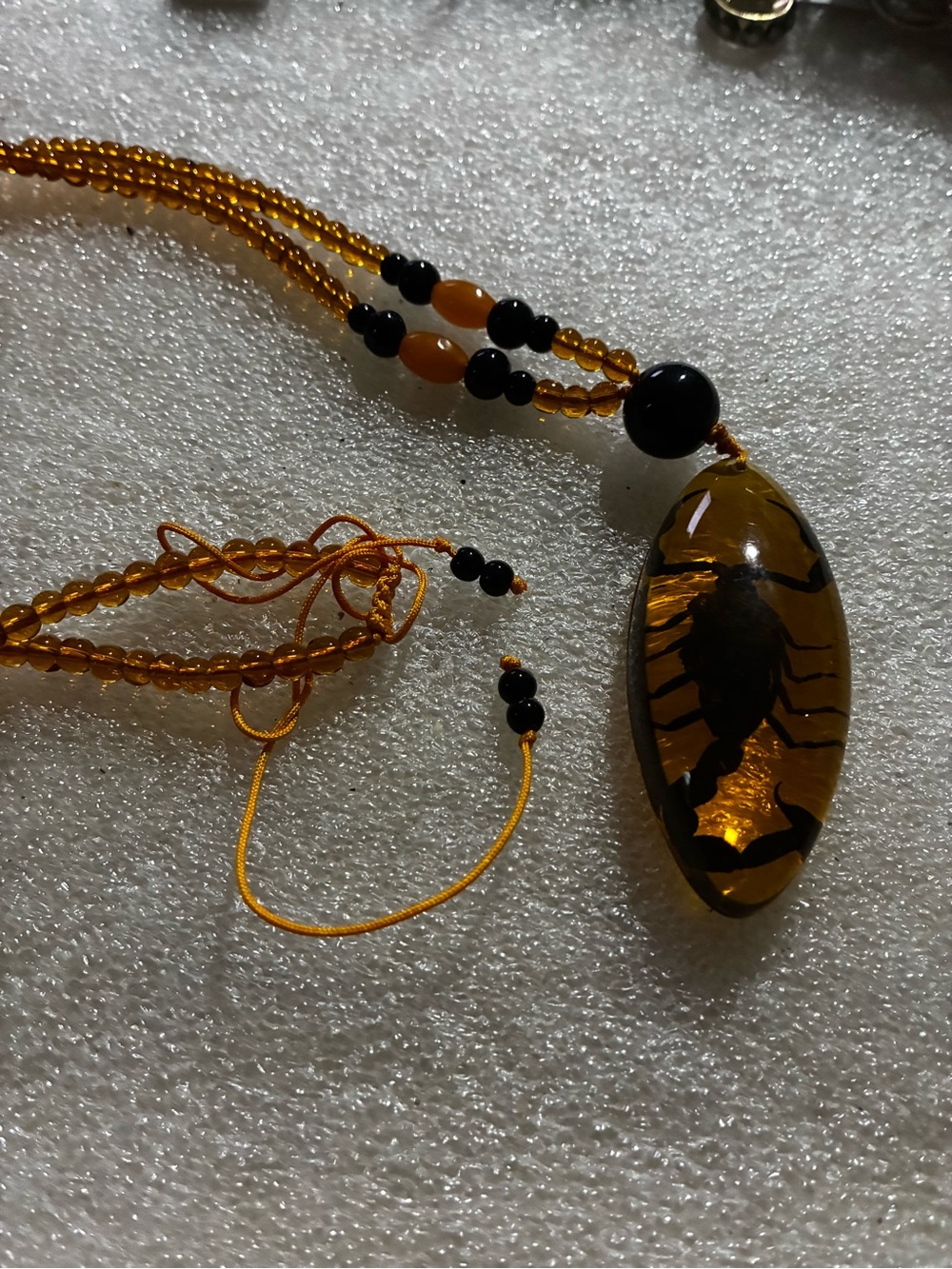 Amber-with real Scorpion Pendant Necklace